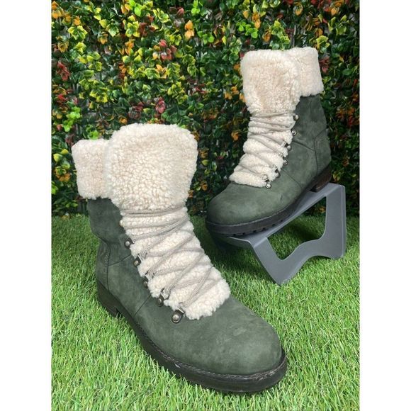 10 UGG FRASER 1018896 SLATE LEATHER SHEEPSKIN HIKING SNOW WINTER BOOTS US 10 - Picture 1 of 12
